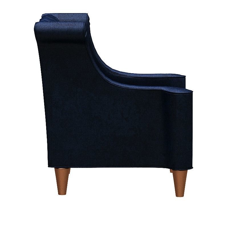 Contemporary sofa fabric and wood Low-poly 3D model_9