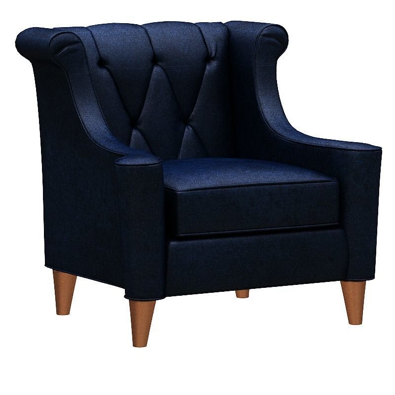 Contemporary sofa fabric and wood Low-poly 3D model_7