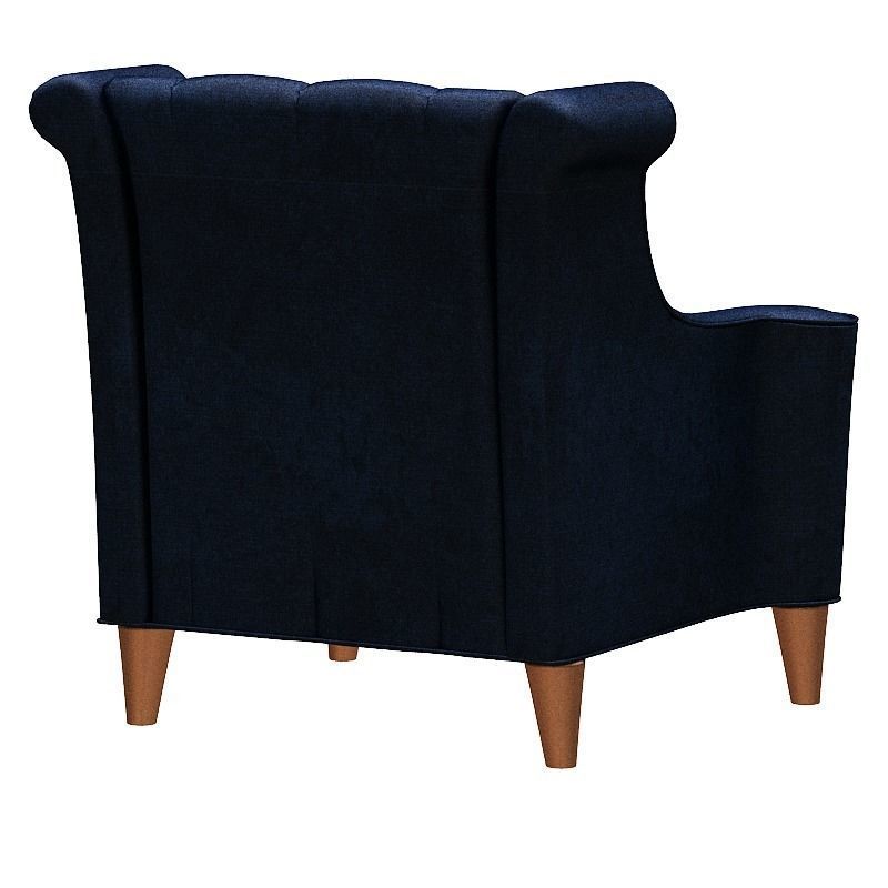 Contemporary sofa fabric and wood Low-poly 3D model_11