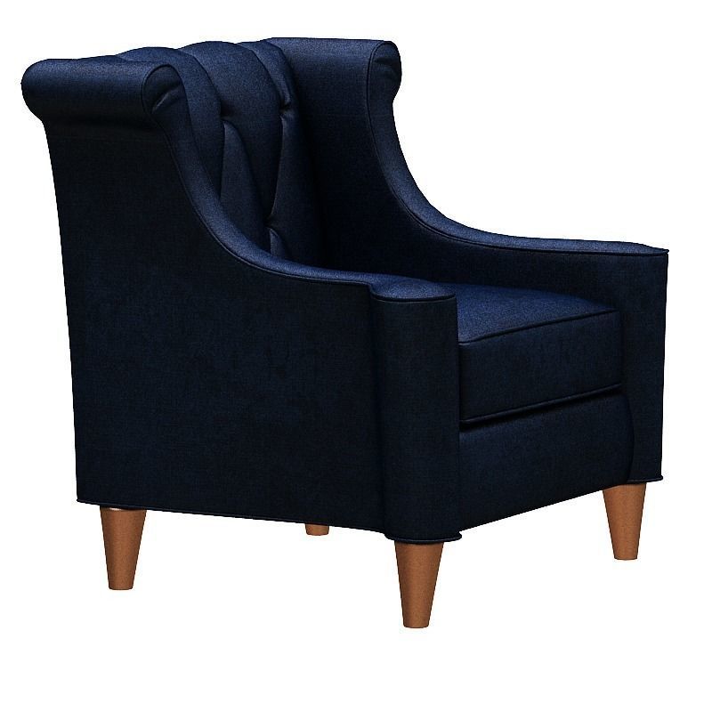 Contemporary sofa fabric and wood Low-poly 3D model_8