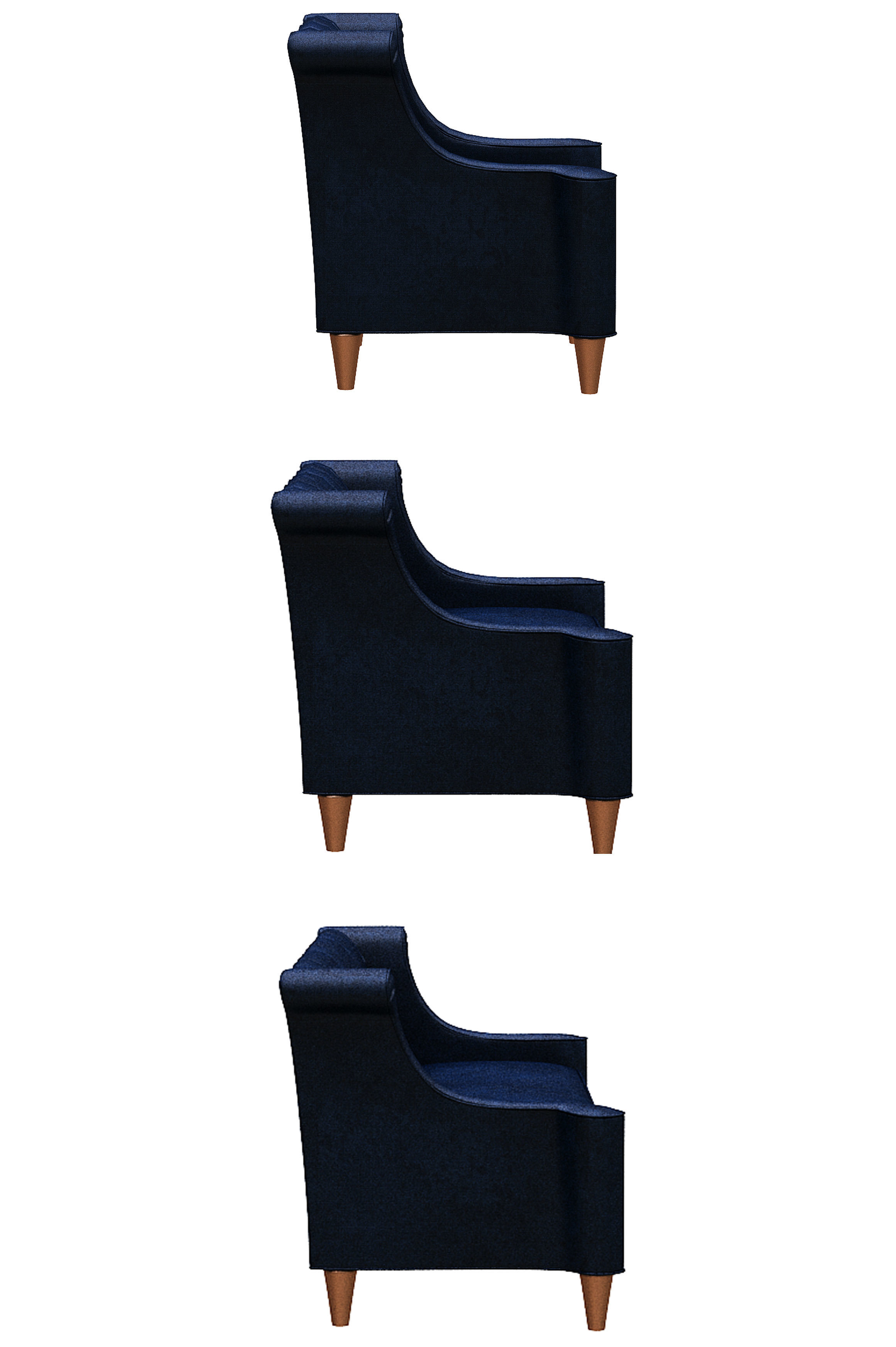 Contemporary sofa fabric and wood Low-poly 3D model_3