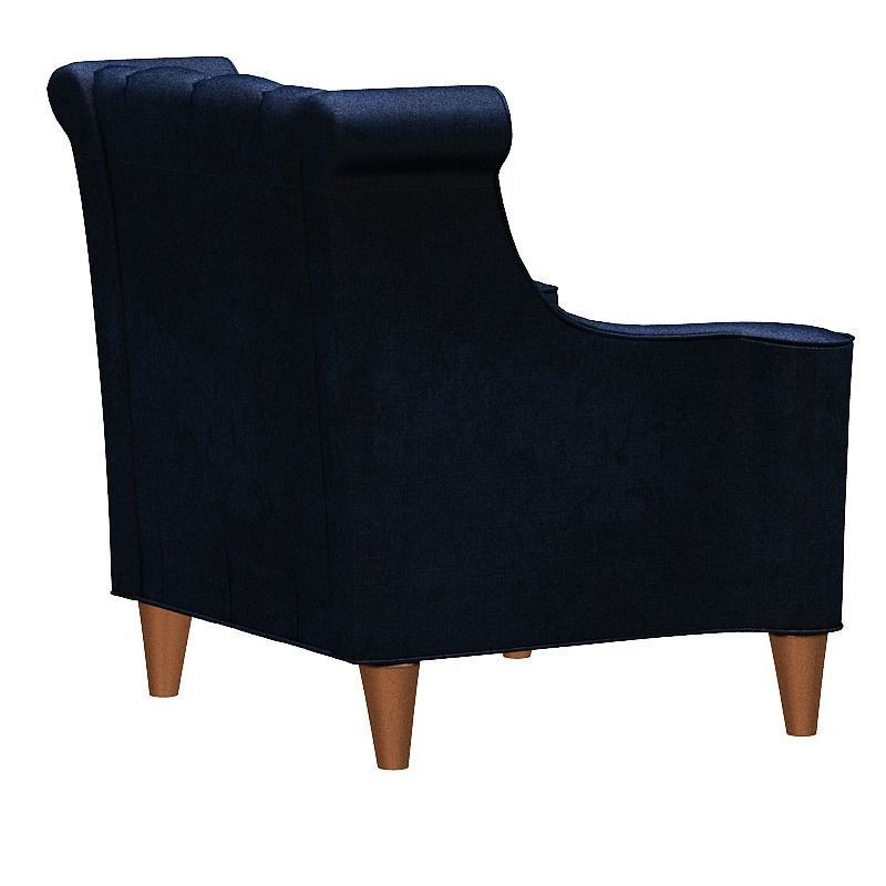 Contemporary sofa fabric and wood Low-poly 3D model_10