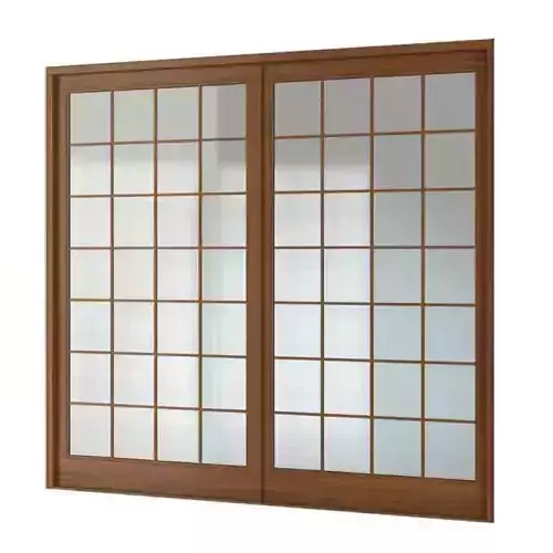 Brown Multi Frmed Wood Window With Glass