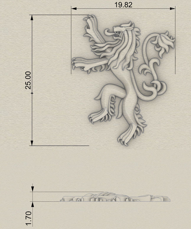 Coat of arms lion Lannister house Game of Thrones 3D print model_2