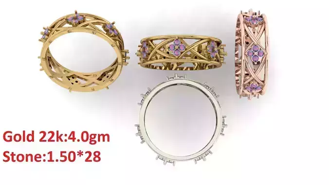 Band stone ring  54 Free 3D print model
