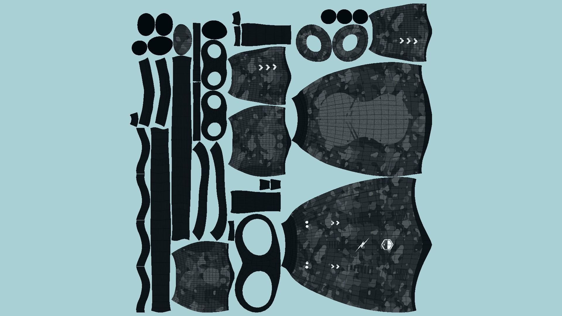 Jetpack I09 Black Camouflage - SciFi Character Design Low-poly 3D model_5