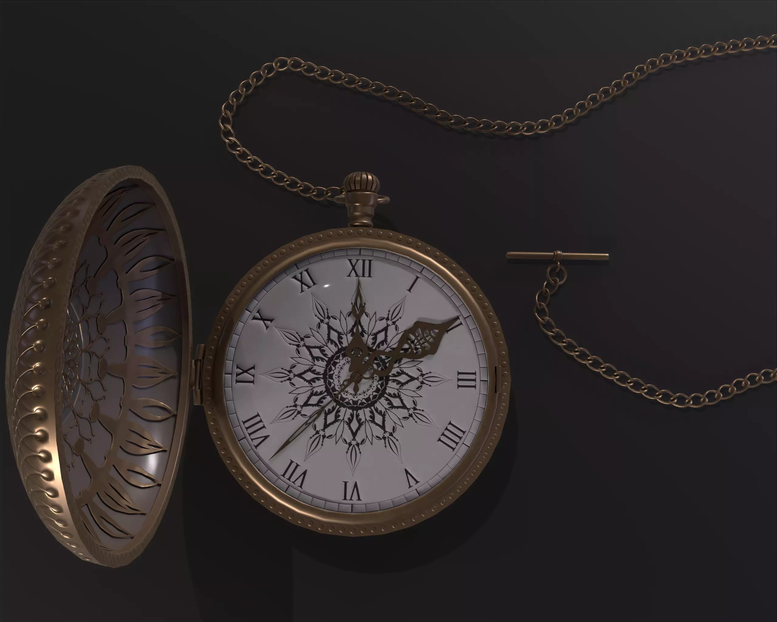 Pocket vintage watch 3D model