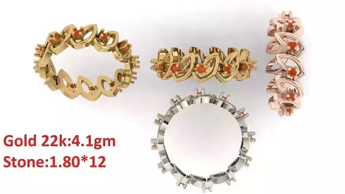 Band stone ring 57 3D print model