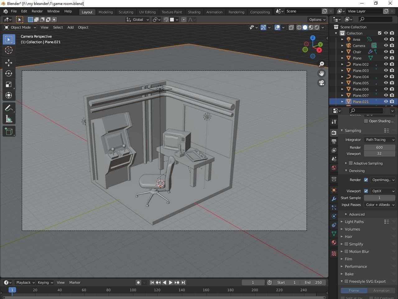 Gaming room 3D model_2
