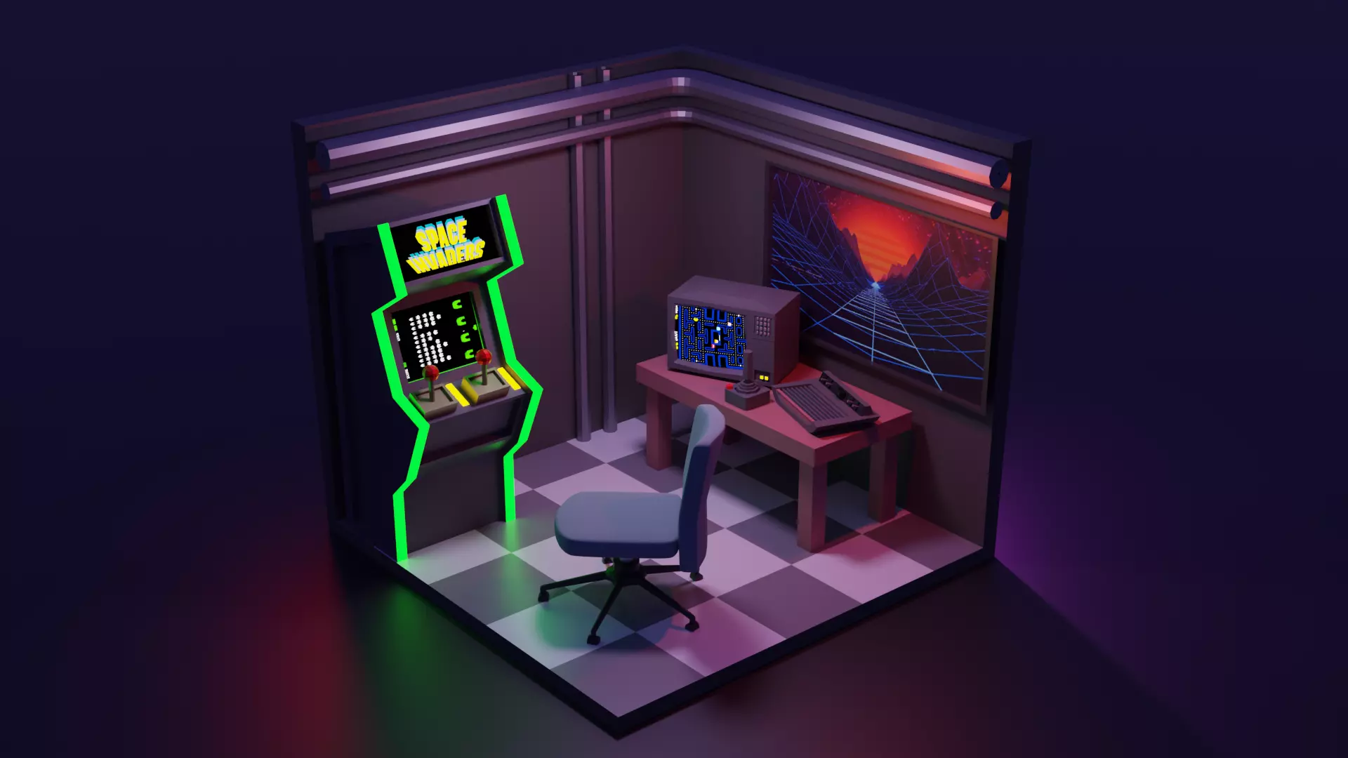 Gaming room 3D model_0