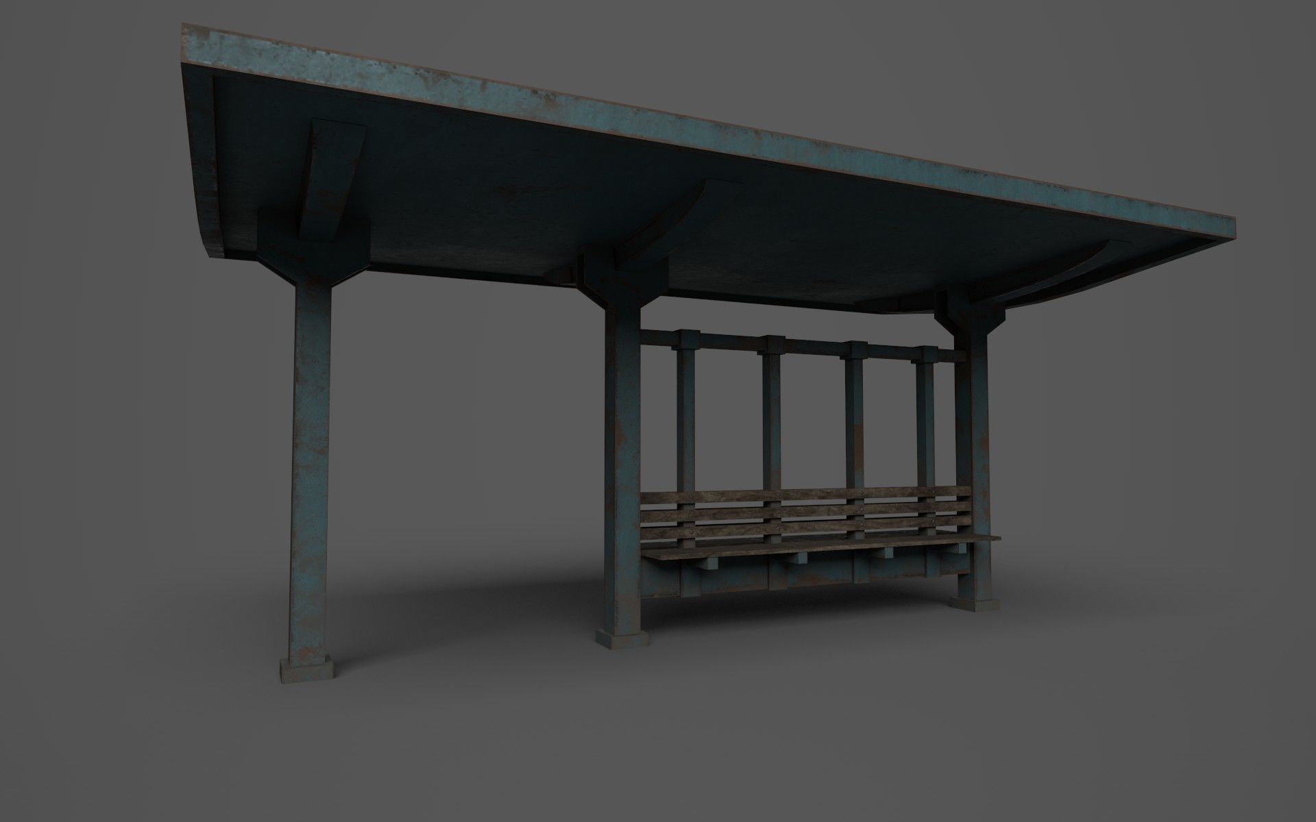 Bus Stops Low-poly 3D model_10