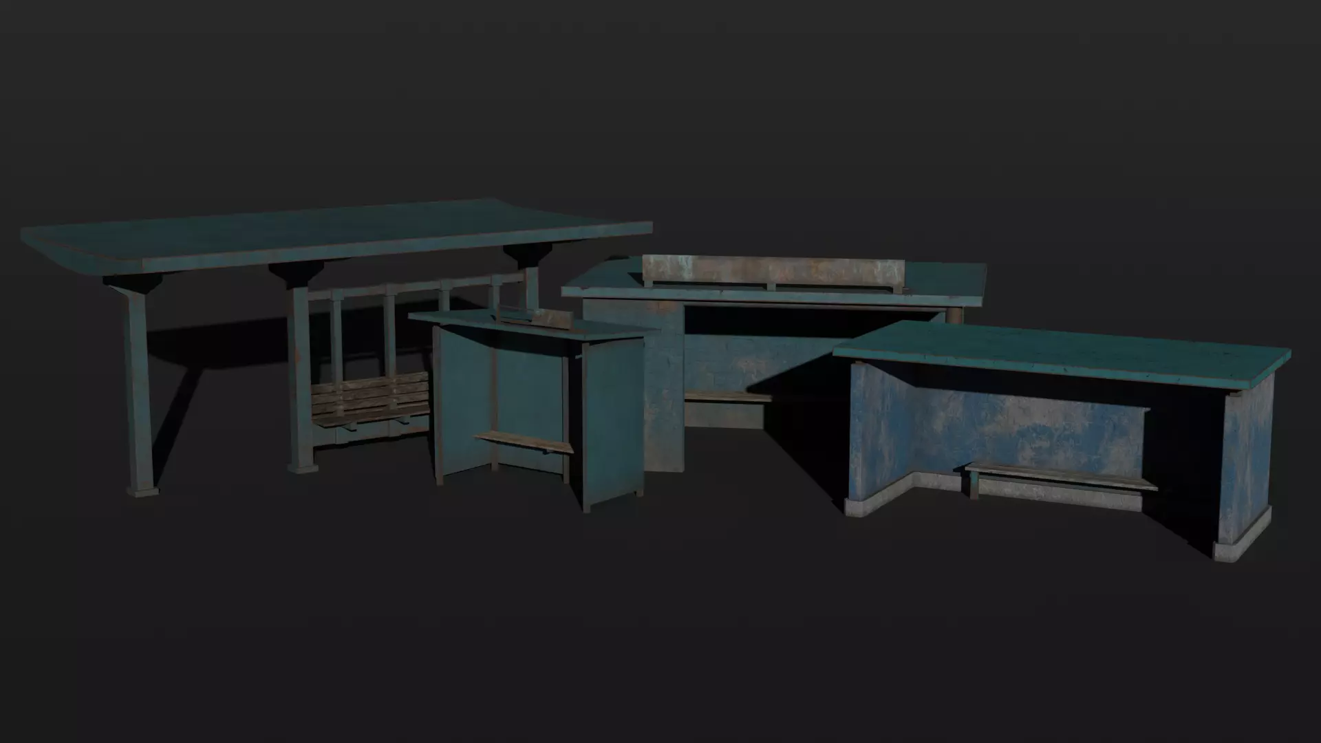 Bus Stops Low-poly 3D model_0