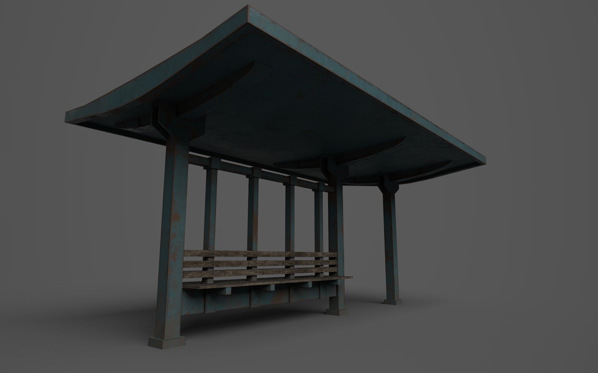 Bus Stops Low-poly 3D model_11