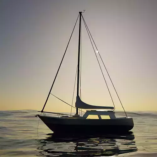 Sailboat 3D Model Ocean Scene 3D model