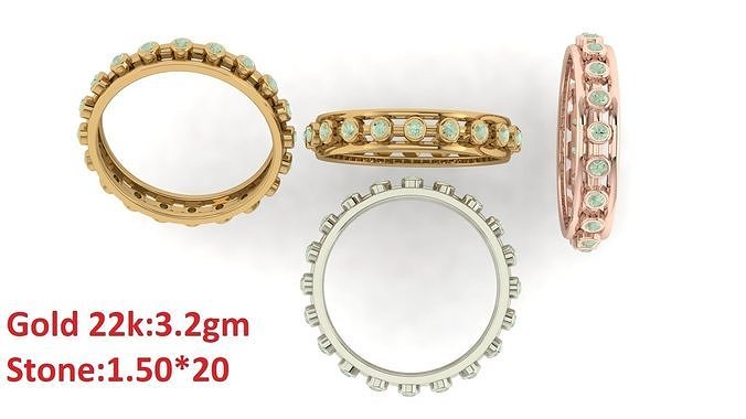 Band stone ring  62 3D print model