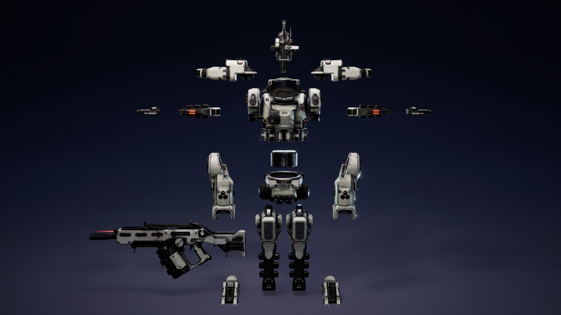 Etasphera32 lego robot holding gun Low-poly 3D model_6