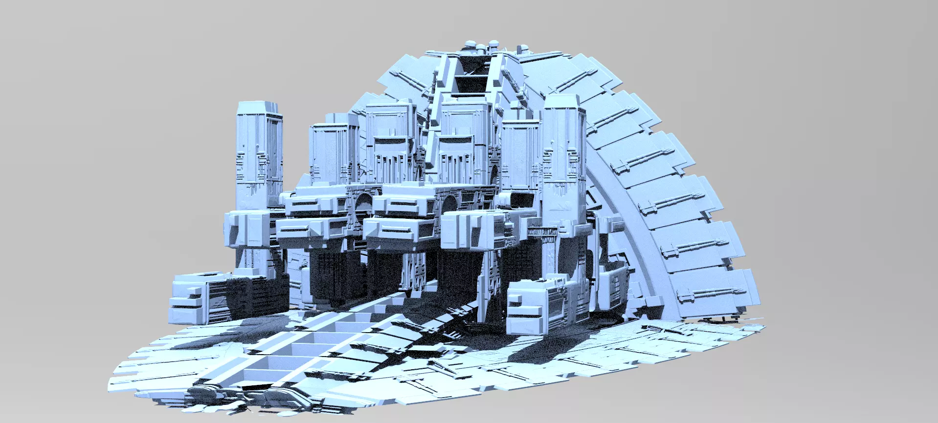 Sci-fi Alien Freighter Towers 3D model