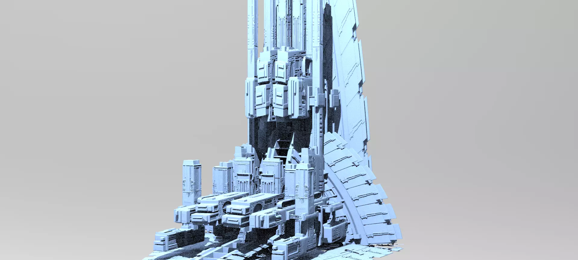 Sci-fi Alien Freighter Launcher 7 3D model