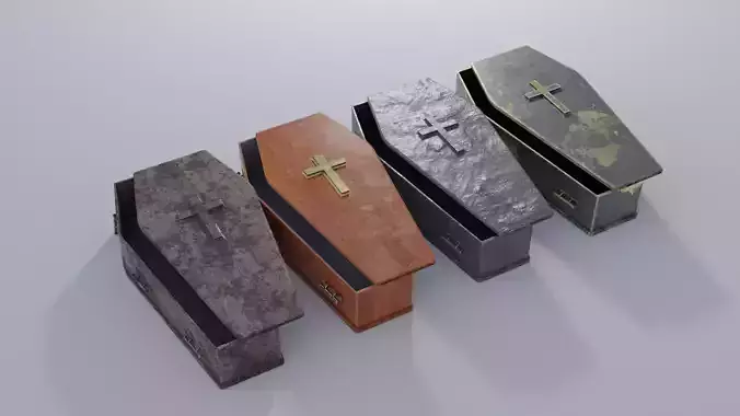 Ultimate Coffin Pack with 4K Textures Low-poly 3D model