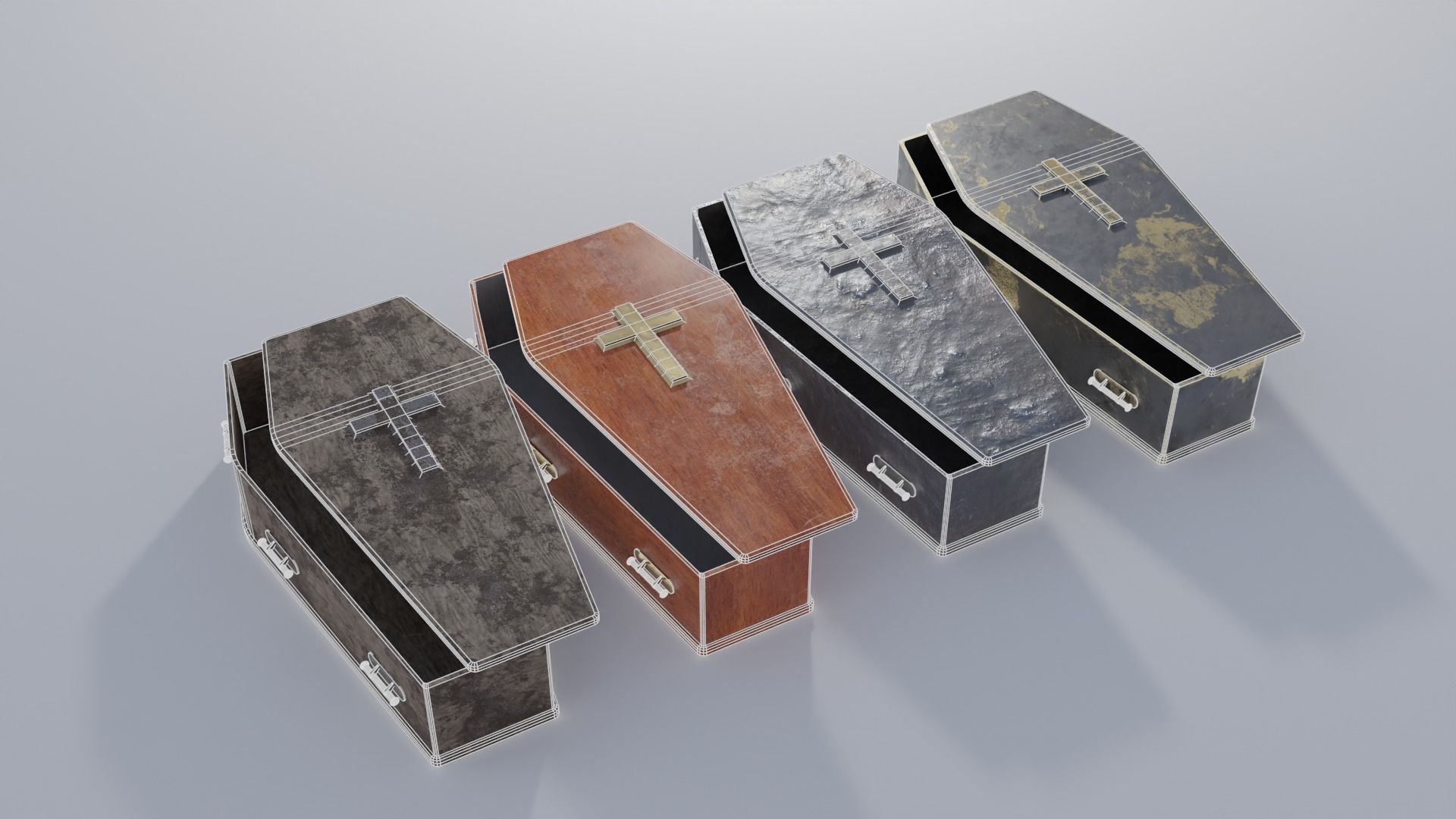 Ultimate Coffin Pack with 4K Textures Low-poly 3D model_1