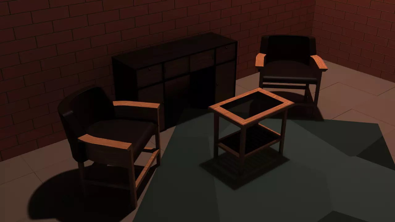 Minimalist Front yard lounge Free low-poly 3D model_0