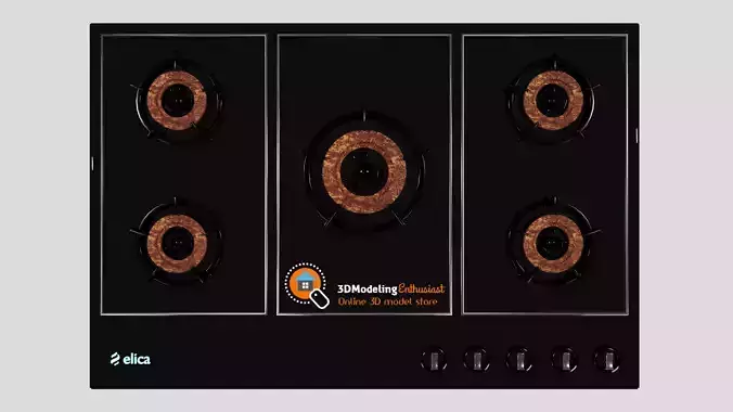 Gas hob Low-poly 3D model