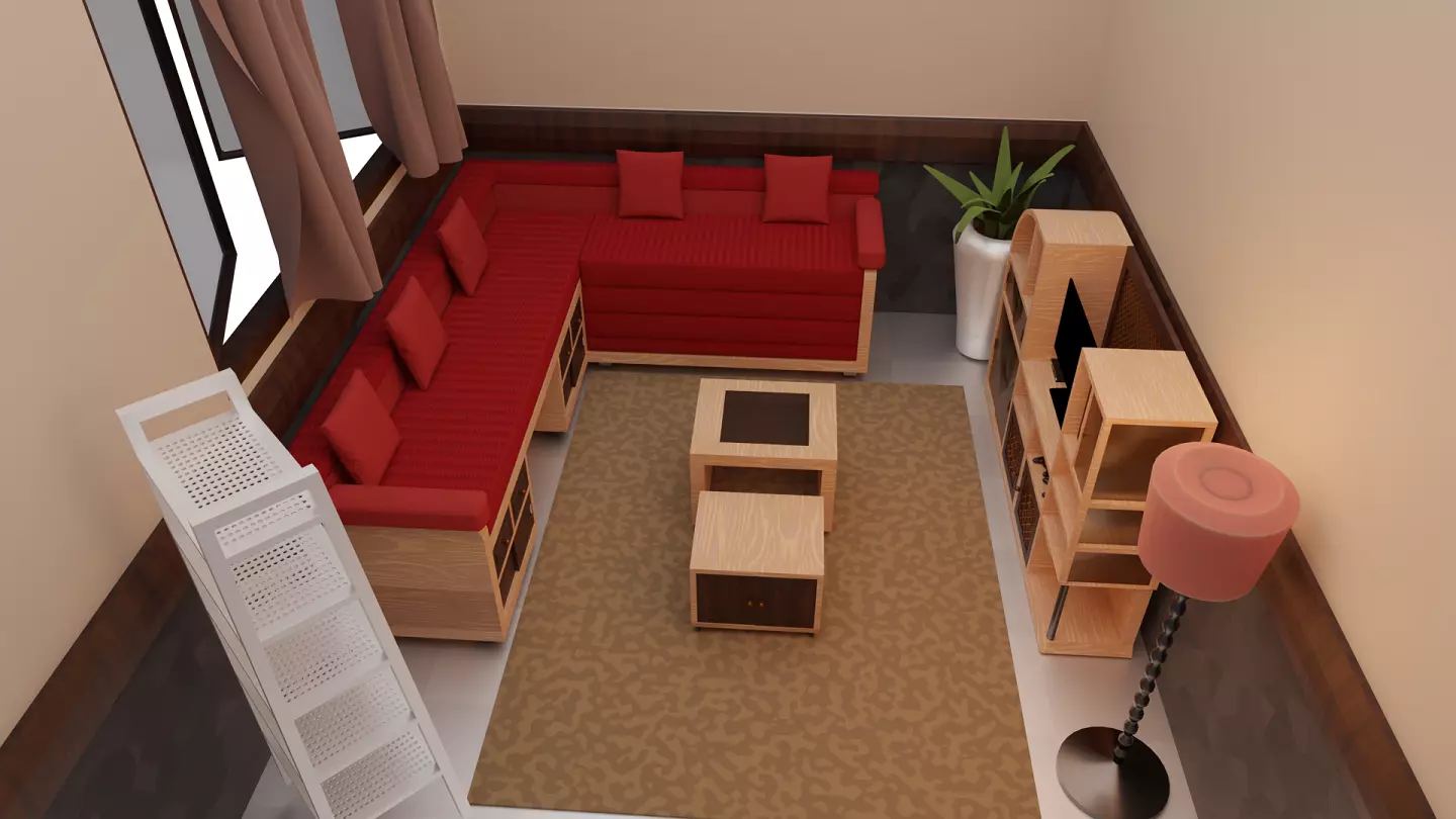 Minimalist Living Room set Free low-poly 3D model