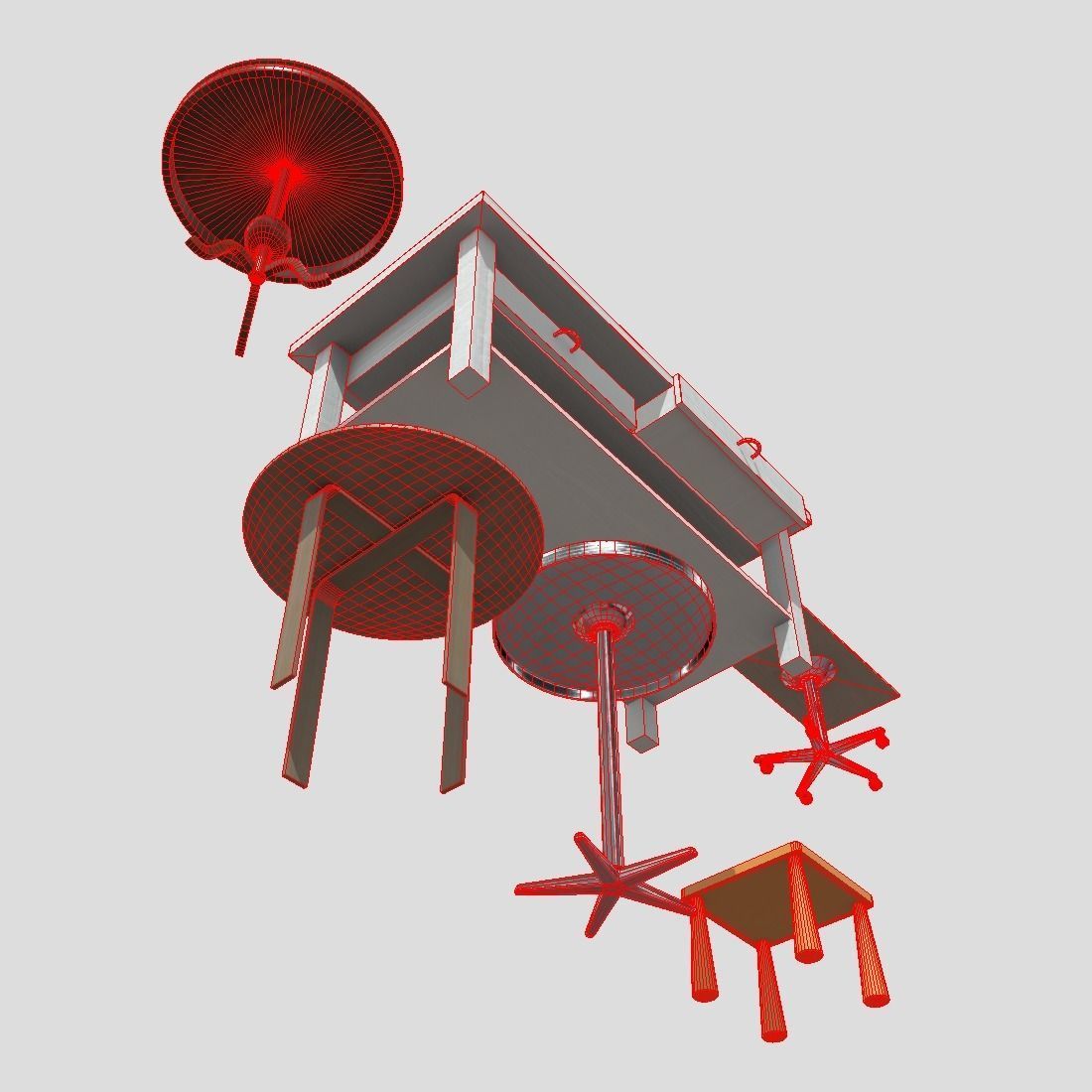 Table Pack Low-poly 3D model_9