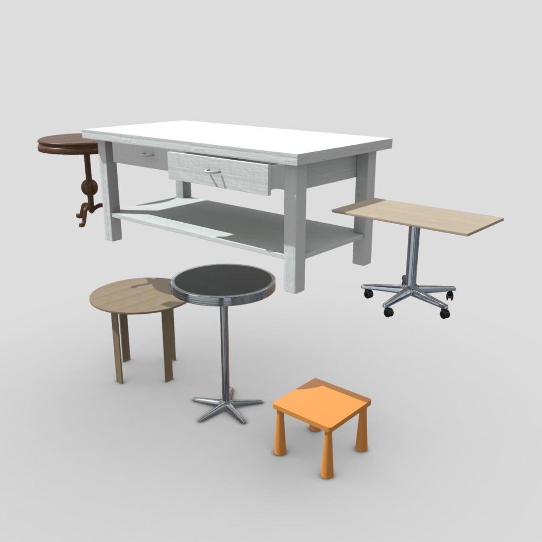 Table Pack Low-poly 3D model_10