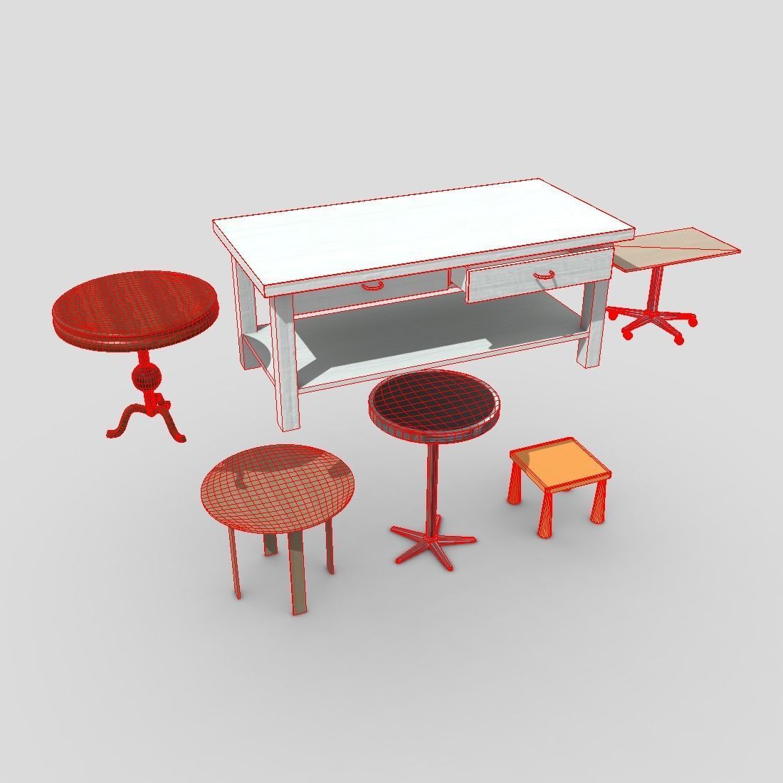 Table Pack Low-poly 3D model_1