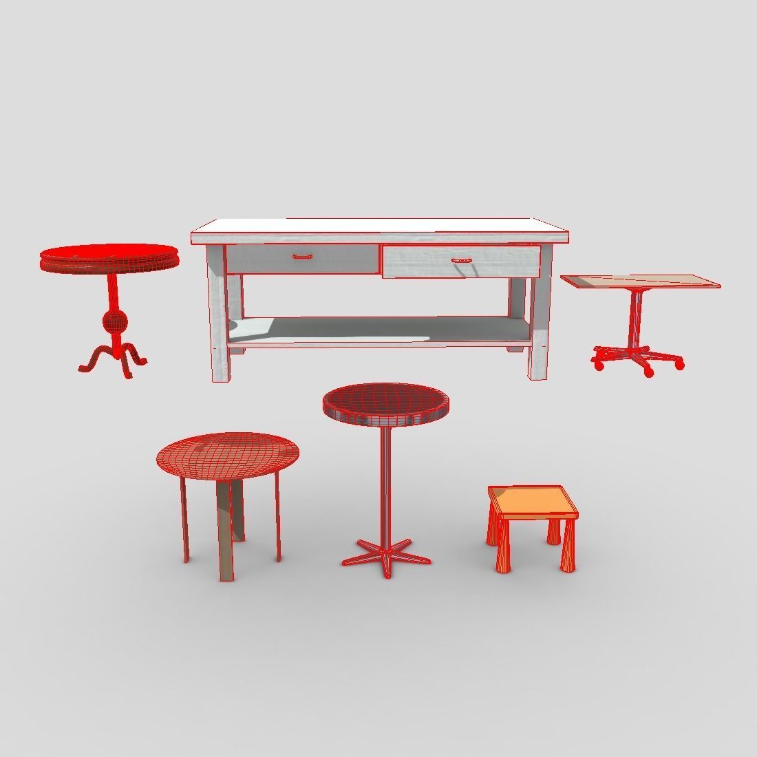 Table Pack Low-poly 3D model_3