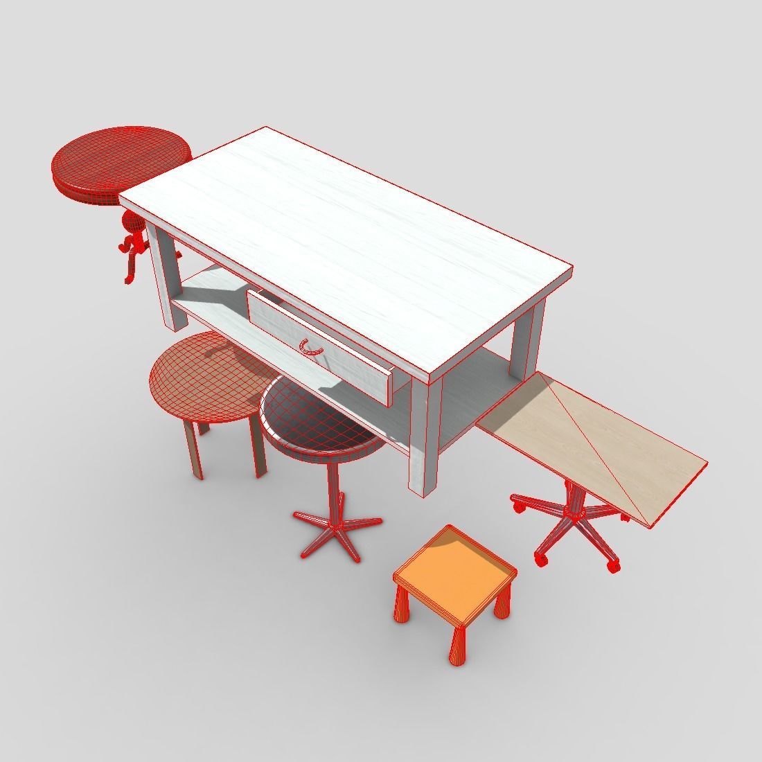 Table Pack Low-poly 3D model_5