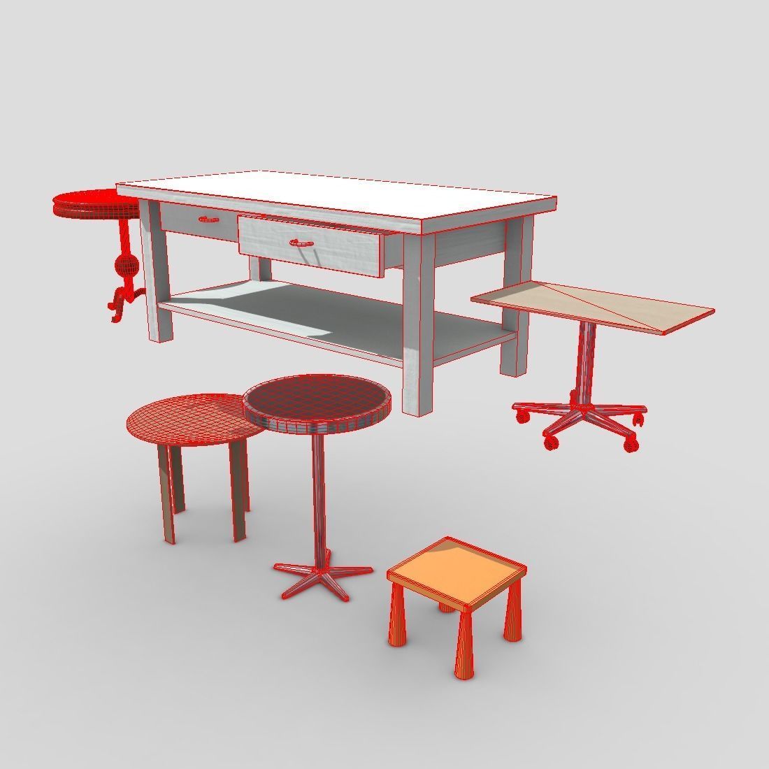 Table Pack Low-poly 3D model_11