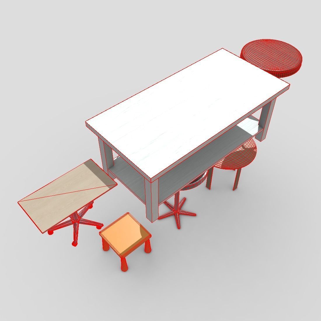 Table Pack Low-poly 3D model_7