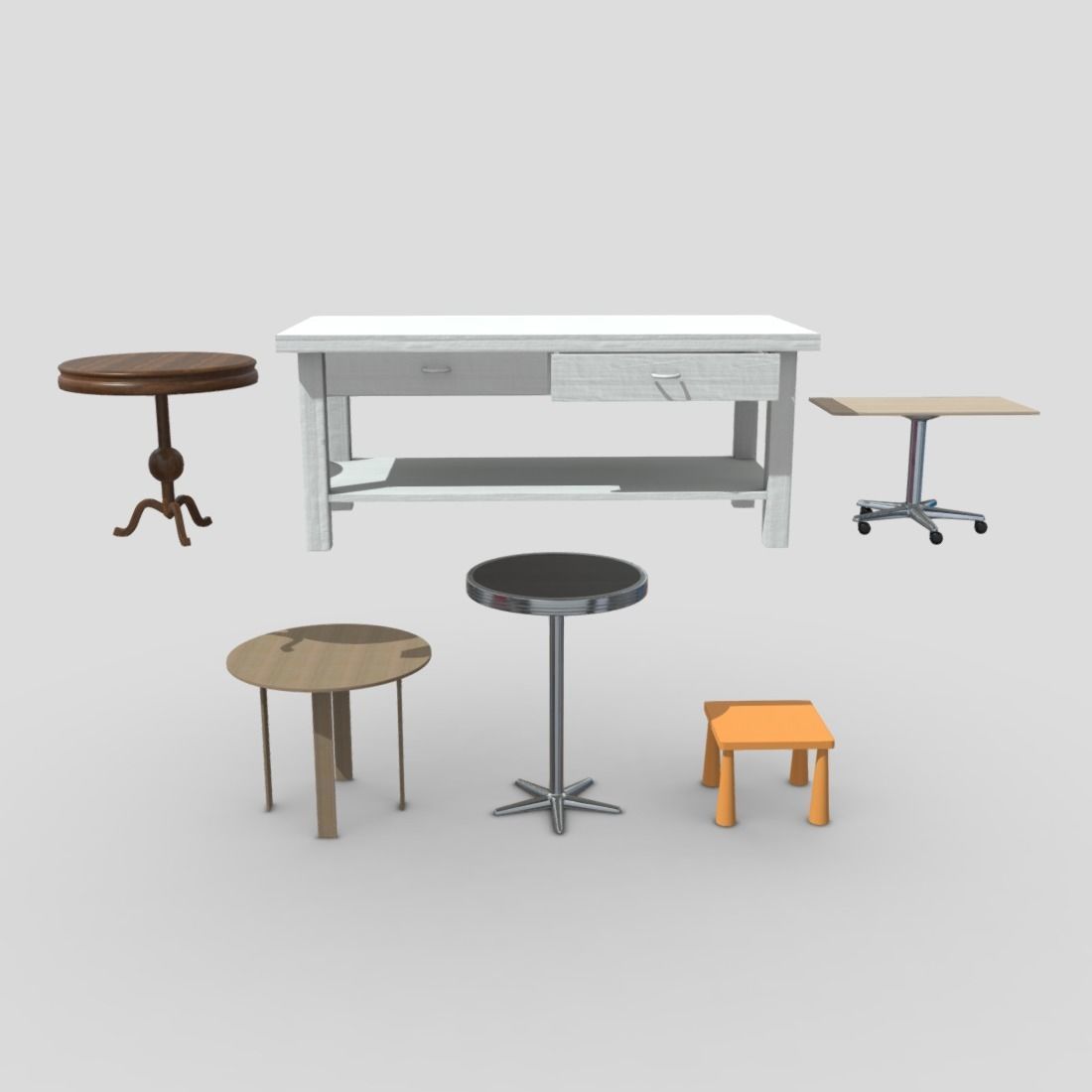 Table Pack Low-poly 3D model_2