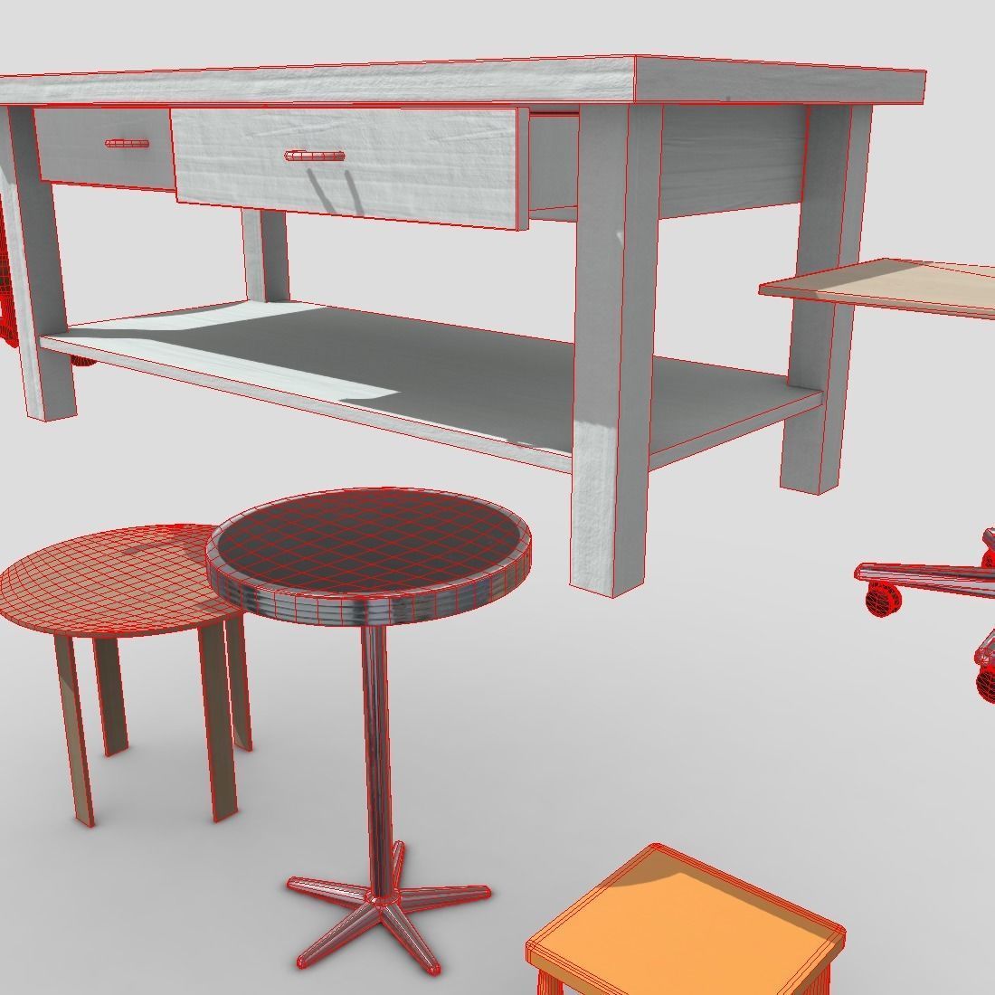 Table Pack Low-poly 3D model_13