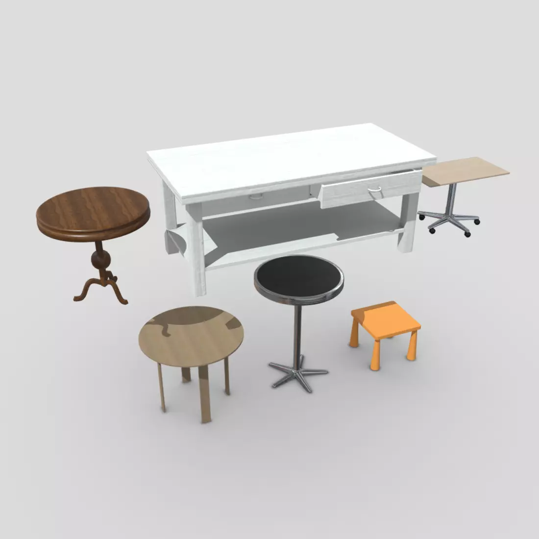 Table Pack Low-poly 3D model_0