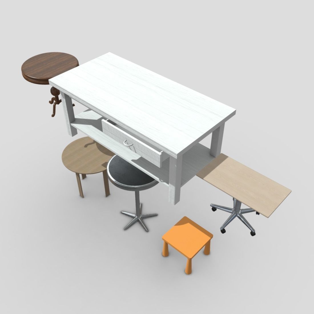 Table Pack Low-poly 3D model_4