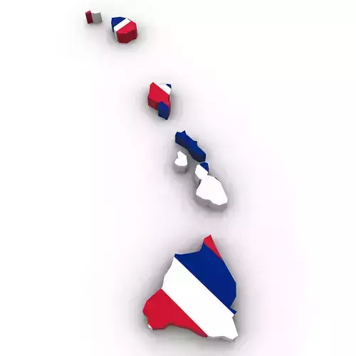 Hawaii Political Map 3D model