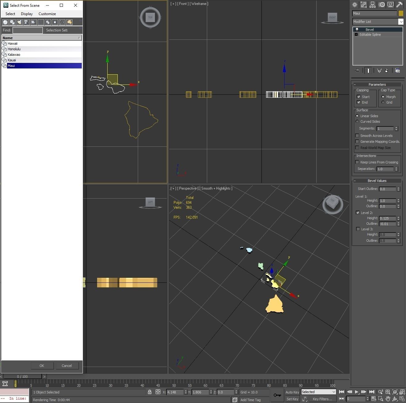 Hawaii Political Map 3D model_8