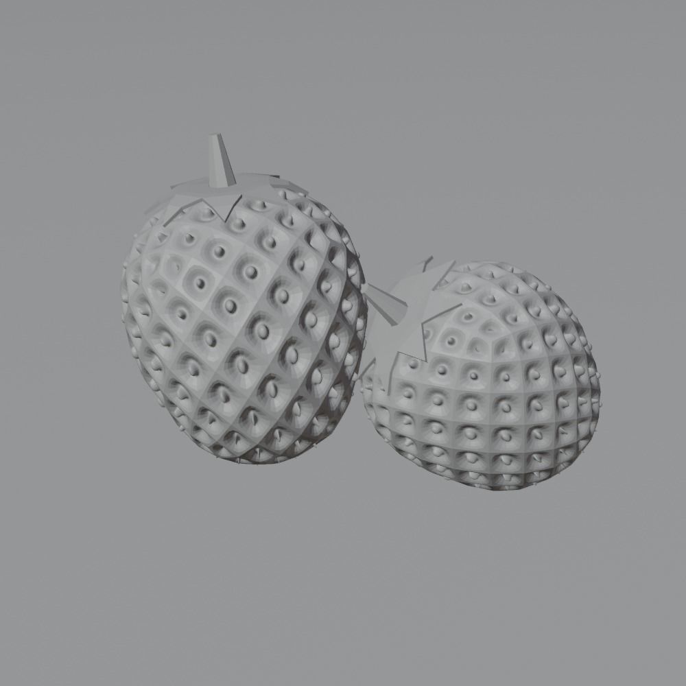Strawberry two strawberries 3D model_1