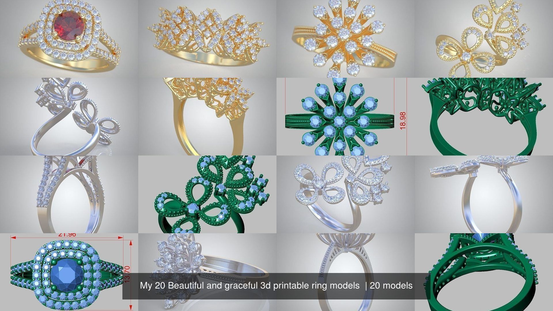 My 20 Beautiful and graceful 3d printable ring models 3D Model ...