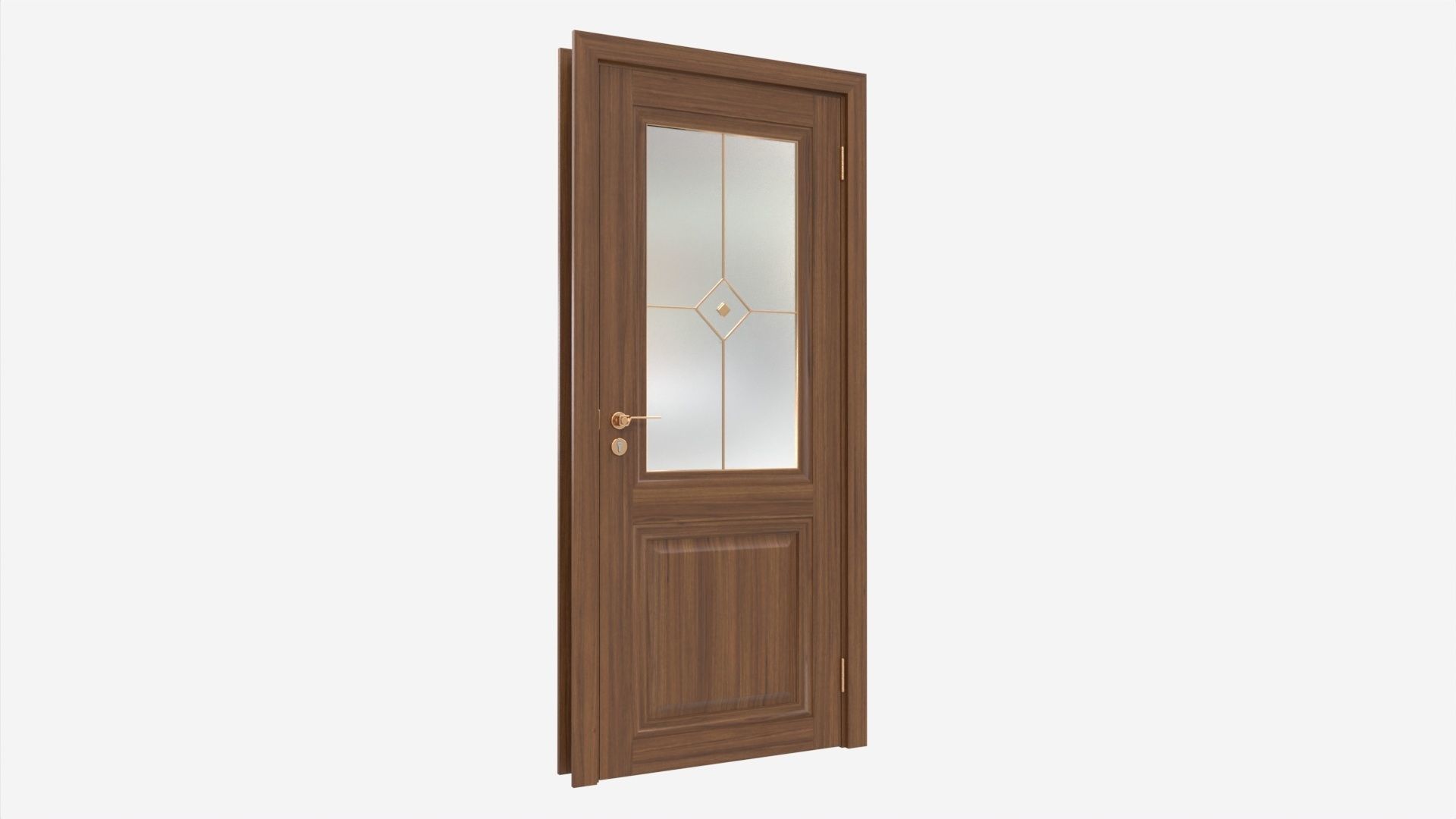 Classic Wooden Interior Door with Furniture 017 3D model_1