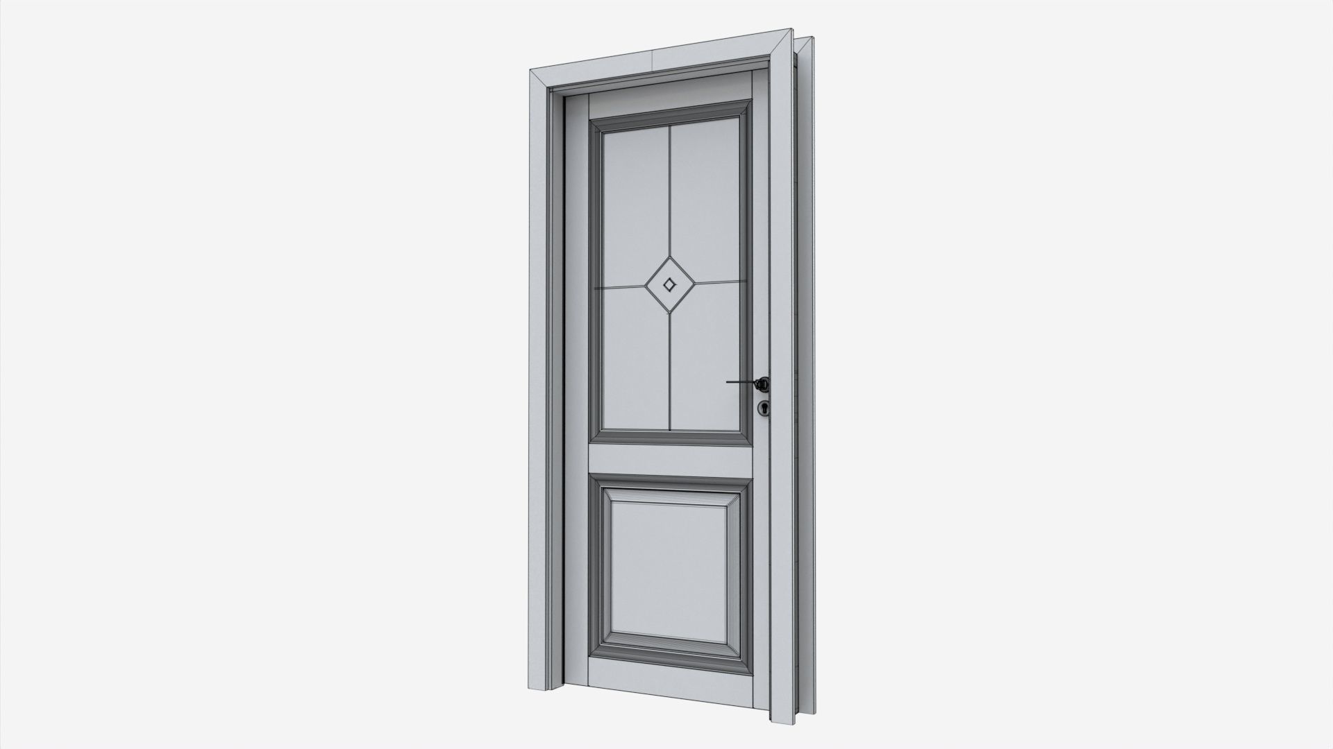 Classic Wooden Interior Door with Furniture 017 3D model_7