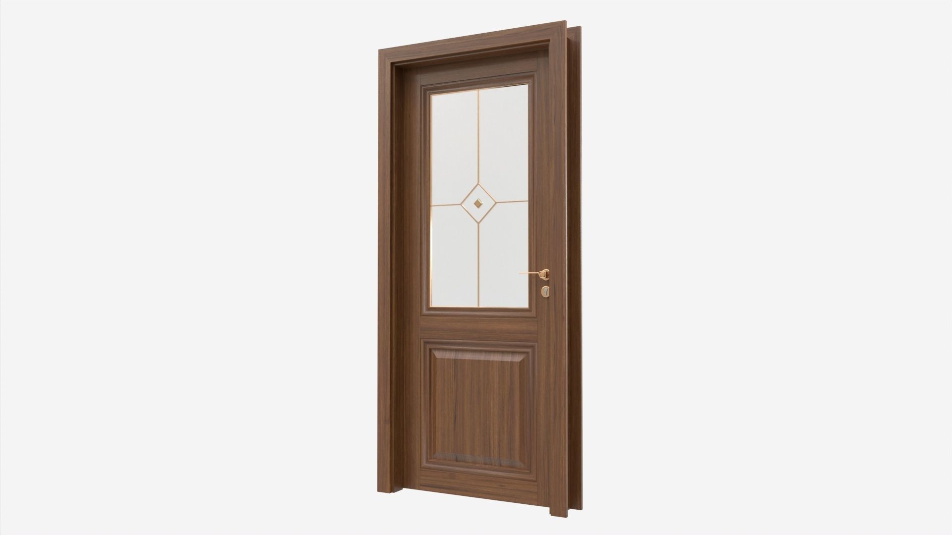 Classic Wooden Interior Door with Furniture 017 3D model_2