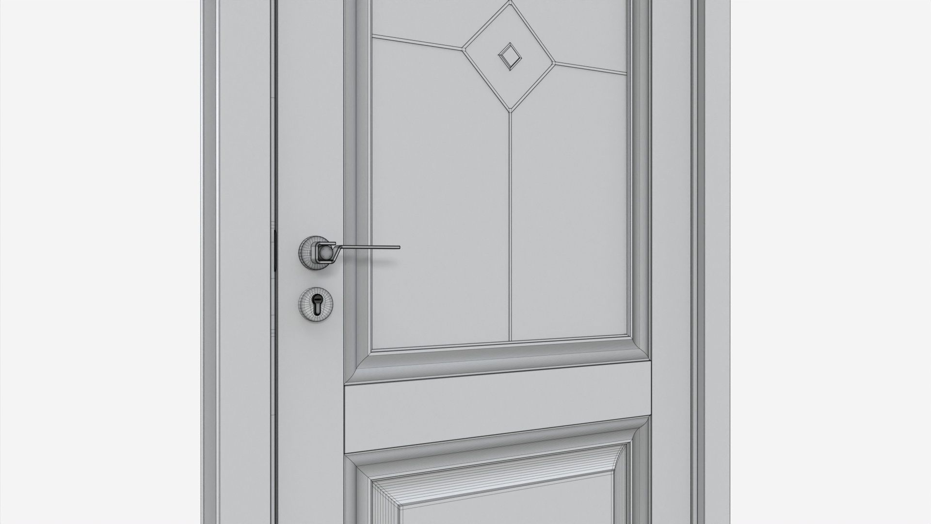 Classic Wooden Interior Door with Furniture 017 3D model_8