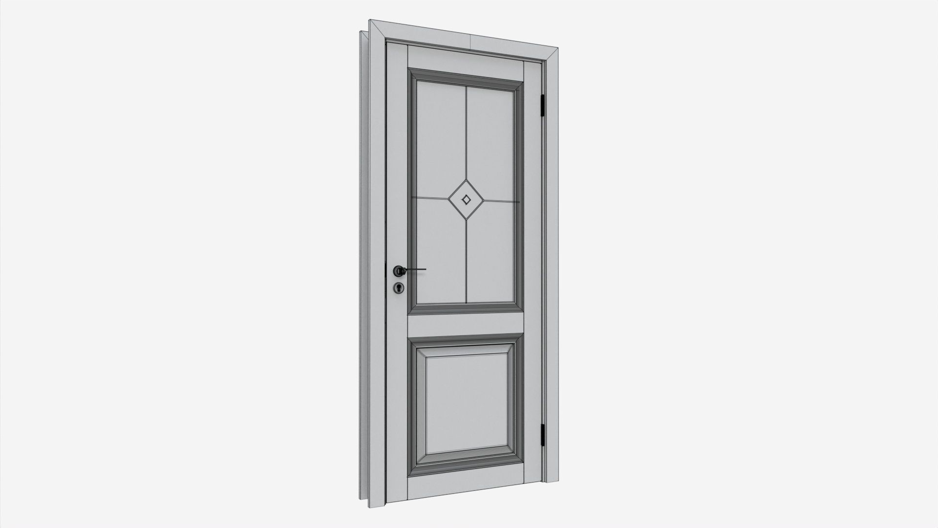 Classic Wooden Interior Door with Furniture 017 3D model_6
