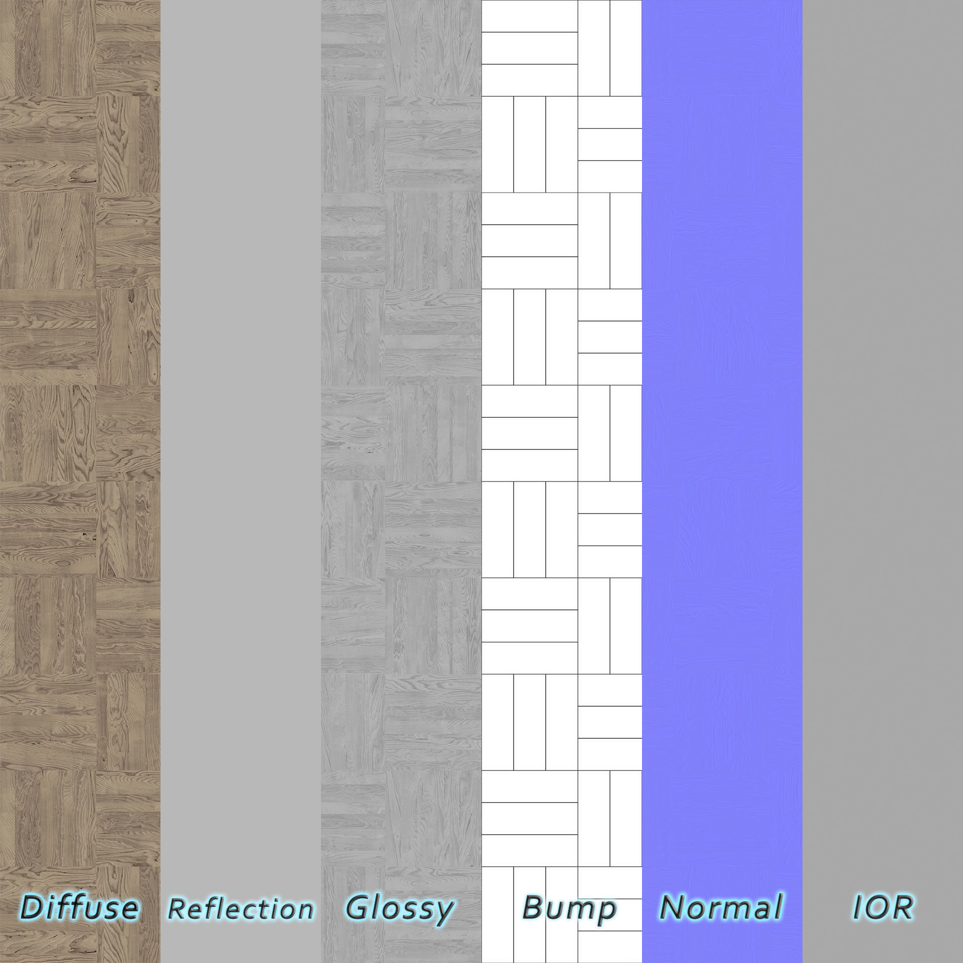 Parquet - Laminate - Wooden floor 4 in 1 3D model_5