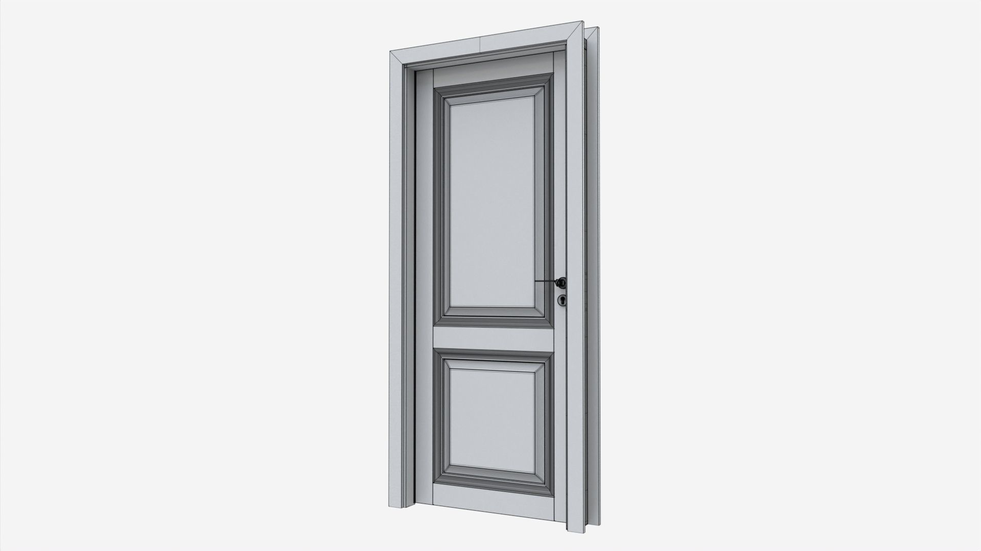 Classic Wooden Interior Door with Furniture 018 3D model_7