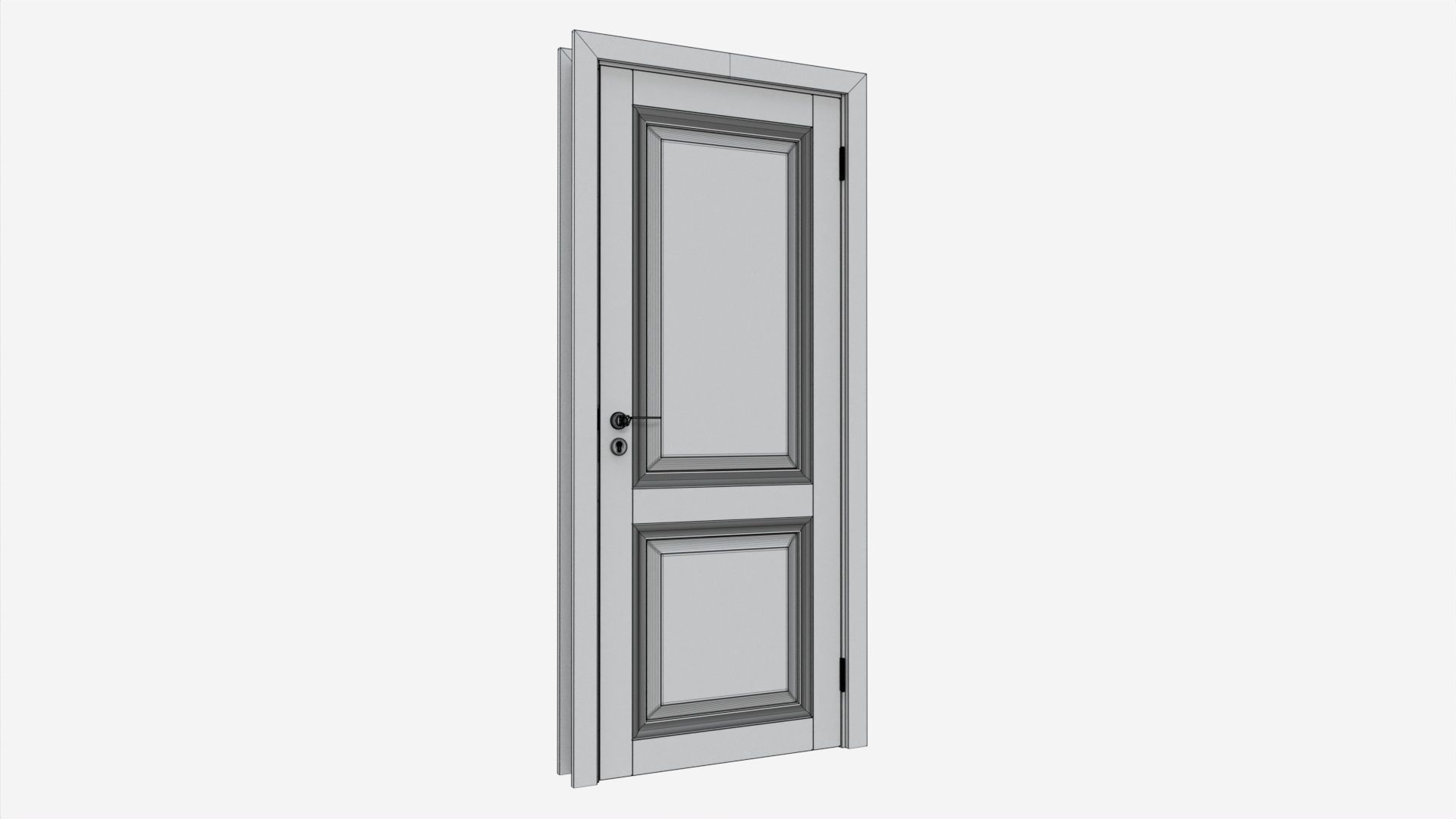 Classic Wooden Interior Door with Furniture 018 3D model_6
